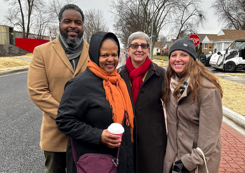 Permeable pavers and asphalt at 126th and Winchester was the first green stormwater infrastructure in the ground as part of our most recent RainReady Calumet Corridor initiative.