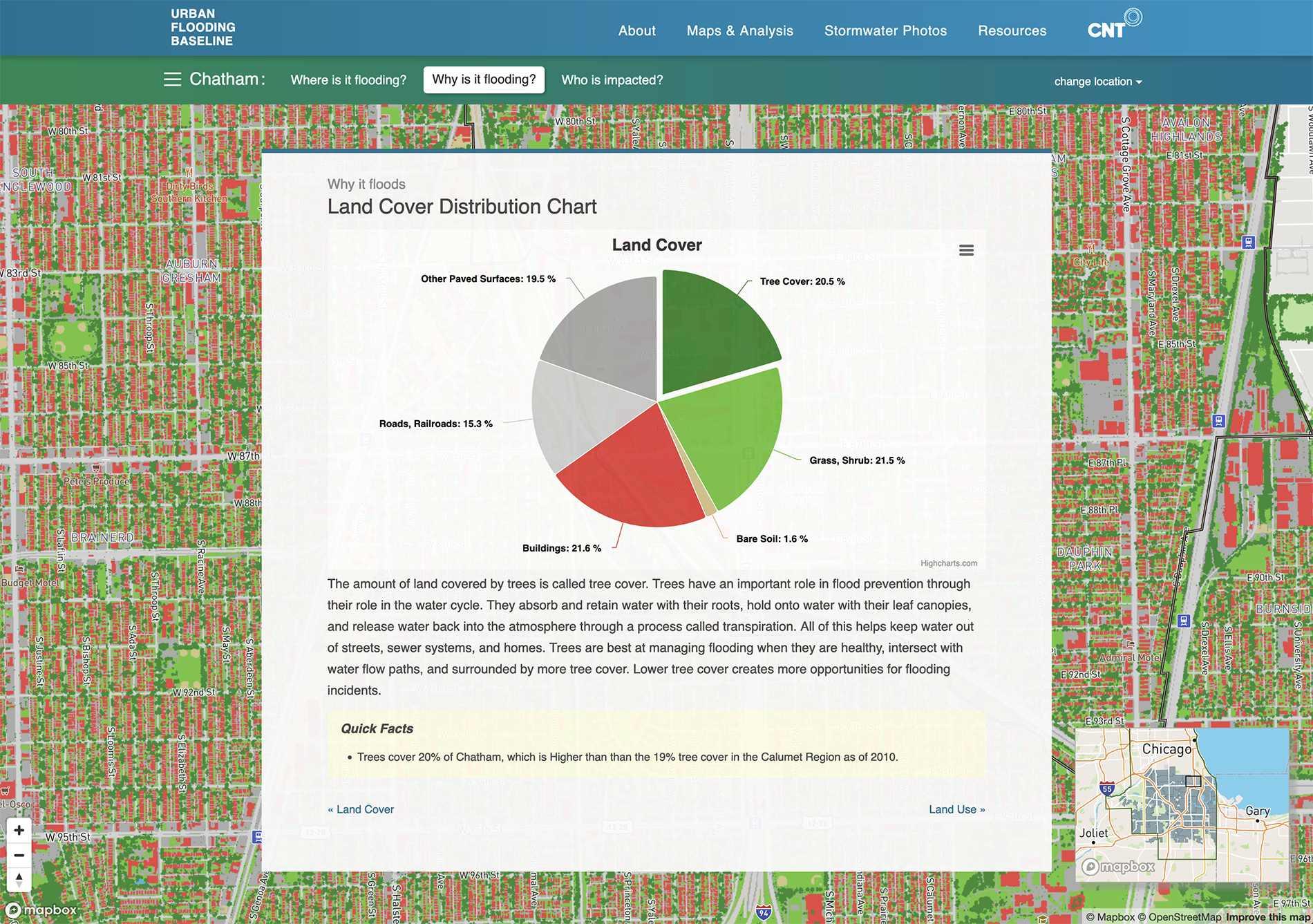 The Urban Flooding Baseline tool: A quantitative and qualitative look at urban flooding in the Calumet Region of Cook County.