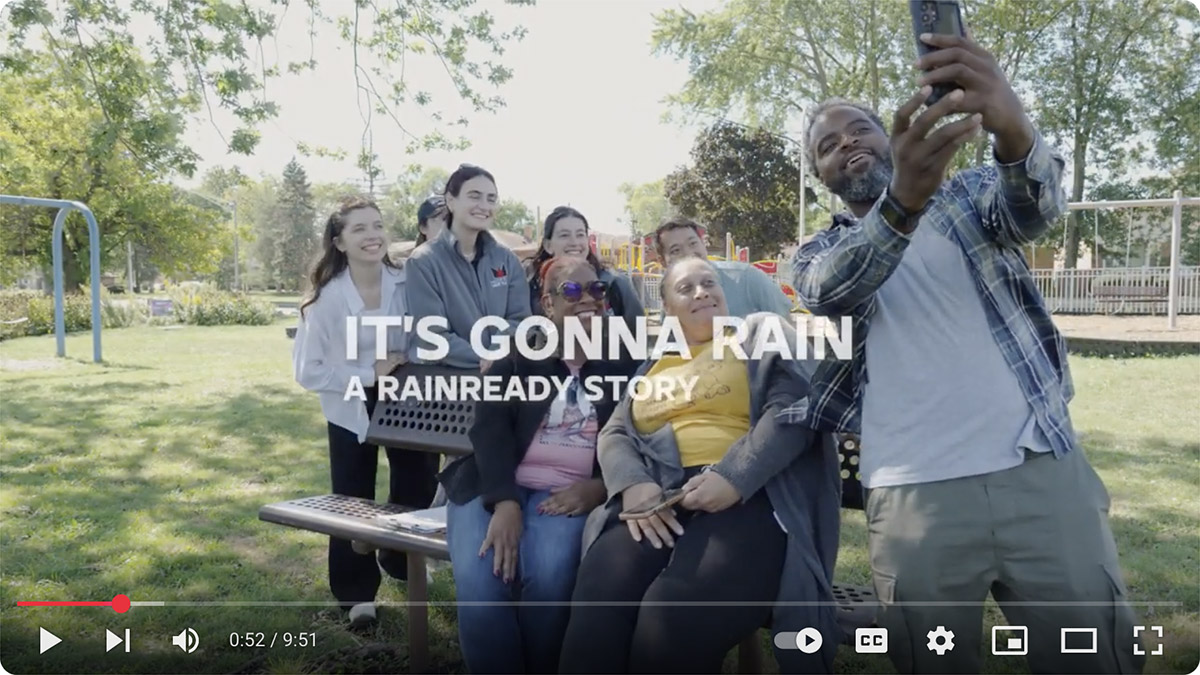 Screen capture of It’s Gonna Rain video that documents ‘community-led prioritization’ of green stormwater infrastructure investment.