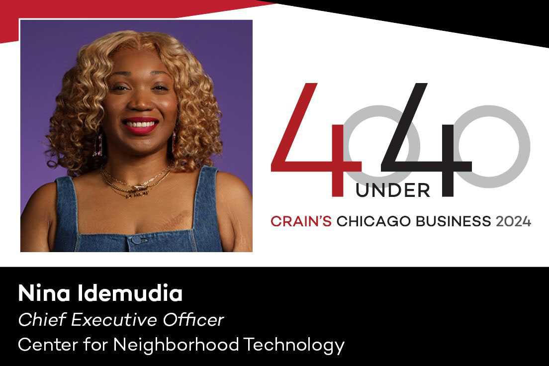 Nina Idemudia, CEO of Center for Neighborhood Technology is one of Crain's Chicago Business 2024 40 under 40.