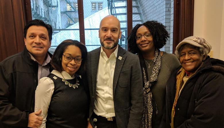 Elevated Chicago representatives Mike Tomas, Shandra Richardson, Roberto Requejo, Kendra Freeman, and Jacky Grimshaw celebrate a milestone achievement upon passage of the amendment by the Zoning Committee.