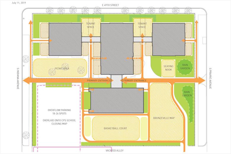 Site Design Group Ltd’s framework plan for the Overton Campus. The bottom right quadrant is the focus for this project.