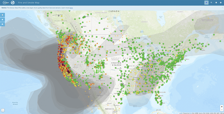 US EPA’s Fire and Smoke Map September 10, 2020.</br>fire.airnow.gov