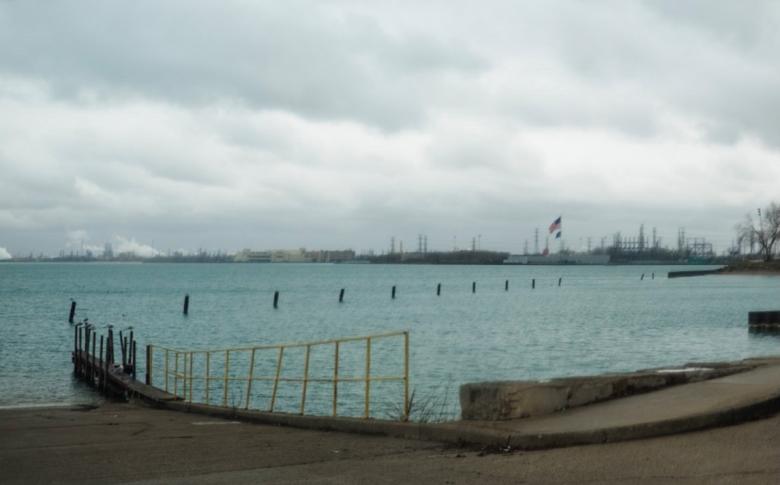Looking out from the harbor at the BP Refinery in Whiting, IN.